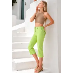 Lime Green Cropped Trousers side view | Cropped Trousers | Buscarmoda