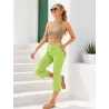 Pantalón Pirata Verde Lima de algodón satén elástico con bolsillo francés delantero