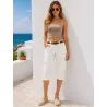 Pantalón pirata blanco de lino vista frontal %separator% Pantalones pirata %separator% Buscarmoda