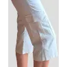 Pantalón pirata blanco de lino detalle bolsillo lateral %separator% Pantalones pirata %separator% Buscarmoda