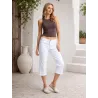 White women's high-waisted cropped trousers front view