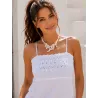 Strappy Bohemian Top front view with embroidered eyelet trim and adjustable straps | Tops | Buscarmoda