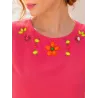 Short Beaded Neckline Top close-up of colourful beaded neckline | Tops | Buscarmoda