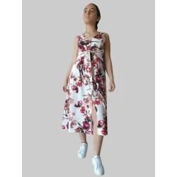 Long floral dress belt front view | Long dresses | Buscarmoda