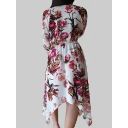 Asymmetrical floral dress women back view | Dresses | Buscarmoda