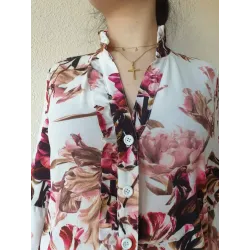 Vestido floral cuello mao vista frontal | Vestidos cortos | Buscarmoda