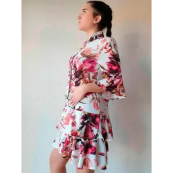 Vestido floral cuello mao vista lateral fluida | Vestidos cortos | Buscarmoda