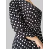 Black polka dot midi dress long sleeve with button tab detail | Midi dresses | Buscarmoda