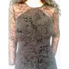Vestido corto negro aterciopelado con encaje vista frontal  | VESTIDOS CORTOS | BUSCARMODA
