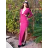 Vestido magenta cut-out largo de mujer escote profundo | Vestidos largos | Buscarmoda