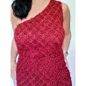 Elegant one-shoulder red short dress with a visible neckline | Short dresses | Search fashion