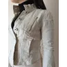Elegant White Women’s Jacket – Linen Cotton front side view | JACKETS | BUSCARMODA
