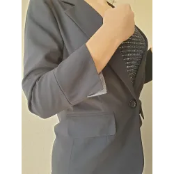 Chaqueta Negra Elegante Entretiempo Con Solapas manga con puño abierto | CHAQUETAS | BUSCARMODA