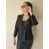 Elegant black midseason jacket with lapels with open neckline and waist closure | JACKETS | BUSCARMODA