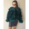 Chaquetón polar verde mujer de invierno con cuello a caja y corchetes ocultos elegante y cálido