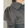 Abrigo Gris Mujer Invierno Tres cuartos manga farol desmontable  | ABRIGOS | BUSCARMODA