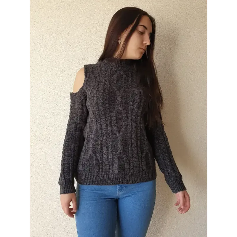 Grey Braided Pullover  - 1