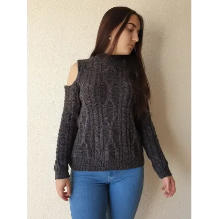 Grey Braided Pullover  - 1