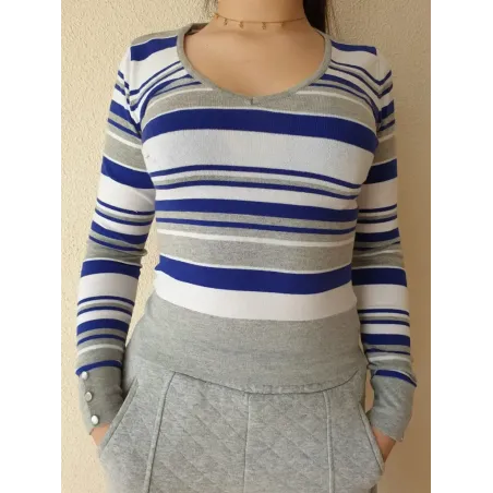 Striped V-neck jumper  - 1