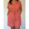 Polka Dot Shirt-Style Jumpsuit  - 1