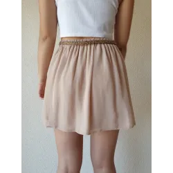 Beige Short Chiffon Skirt  - 2