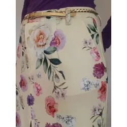 Floral Jeans-Style Midi Skirt  - 4