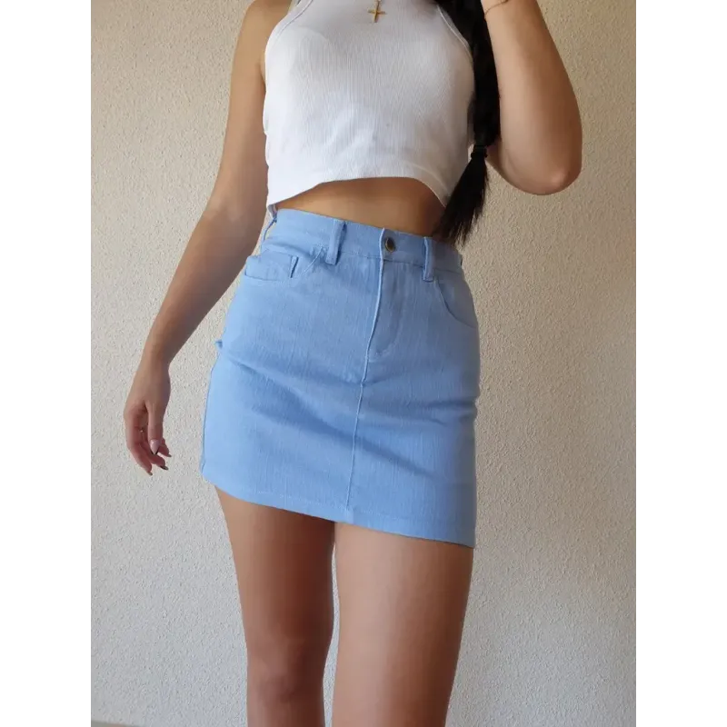 Stretch Denim Mini Skirt  - 1
