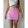 Pink Satin Denim Mini Skirt  - 1