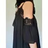Black Blouse with Embroidered Trim  - 3