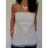 Strappy Bohemian Top front detail showing embroidered cotton trim | Tops | Buscarmoda