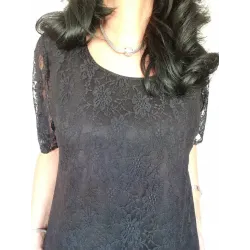 Black Top with Stretch Lace  - 2