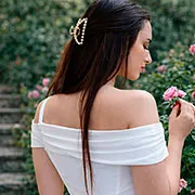 White asymmetric long dress for wedding guest