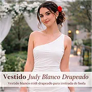 White One-Shoulder Draped Midi Dress